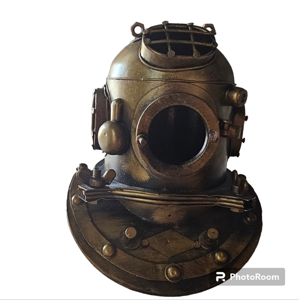 Nautical diving helmet decor resin bust brass handmade figurine steampunk statue